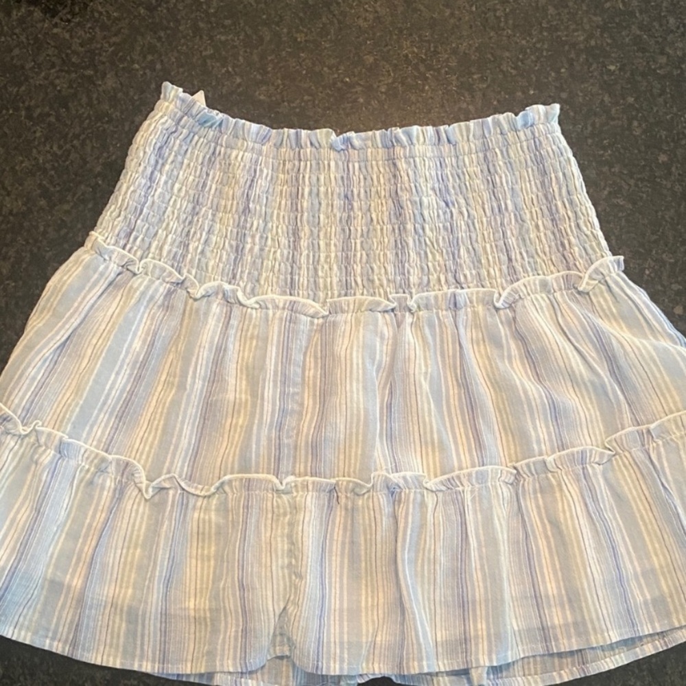 Muse Light Blue Striped Mini Skirt